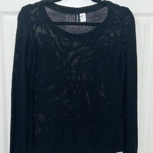 Divided Black Mesh Sweater Size Small